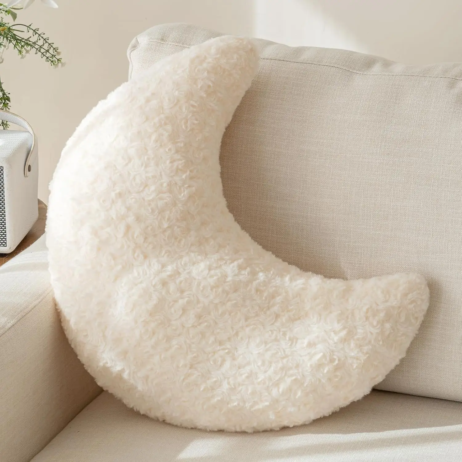 Moon Decorative Throw Pillow with Soft Plush, Black, 14.9 Inches
