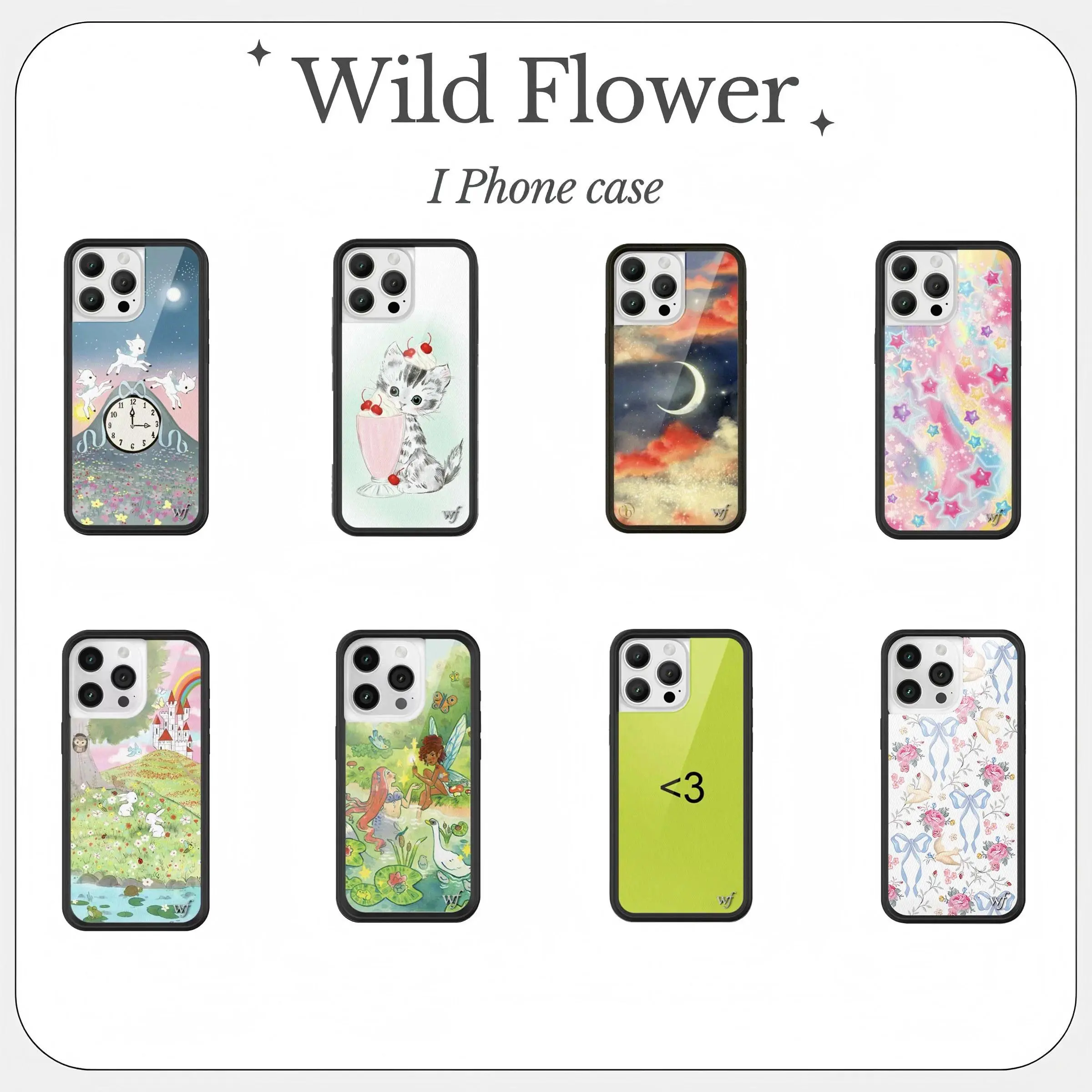 3D Wildflower Butterfly Cartoon Cute Pattern Smartphone Protect Cover for iPhone Series (12-16 Pro Max Sizes), Mobile Phone Accessory