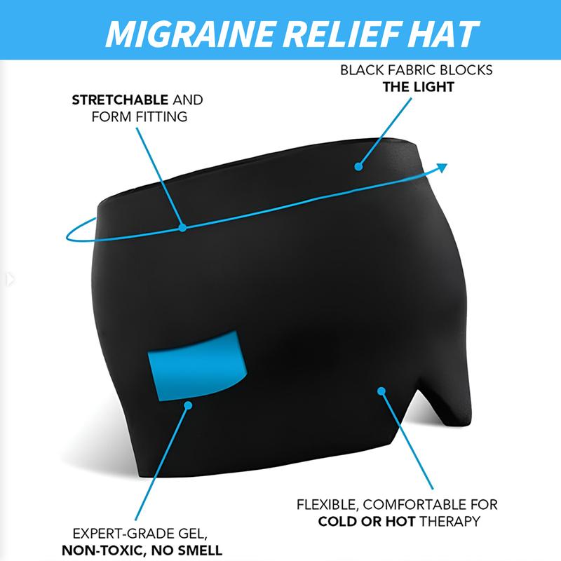 HISTORYOO Migraine Headache Relief Cap Reusable Hangover Gel Cooling Ice Cap Eye Mask Strain Relief Eye Bags Stress Hot Cold Compress Therapy (Before use, it needs to be placed in the fridge or microwave) Puffy Stye Treatment Dry Headache Dark Circles