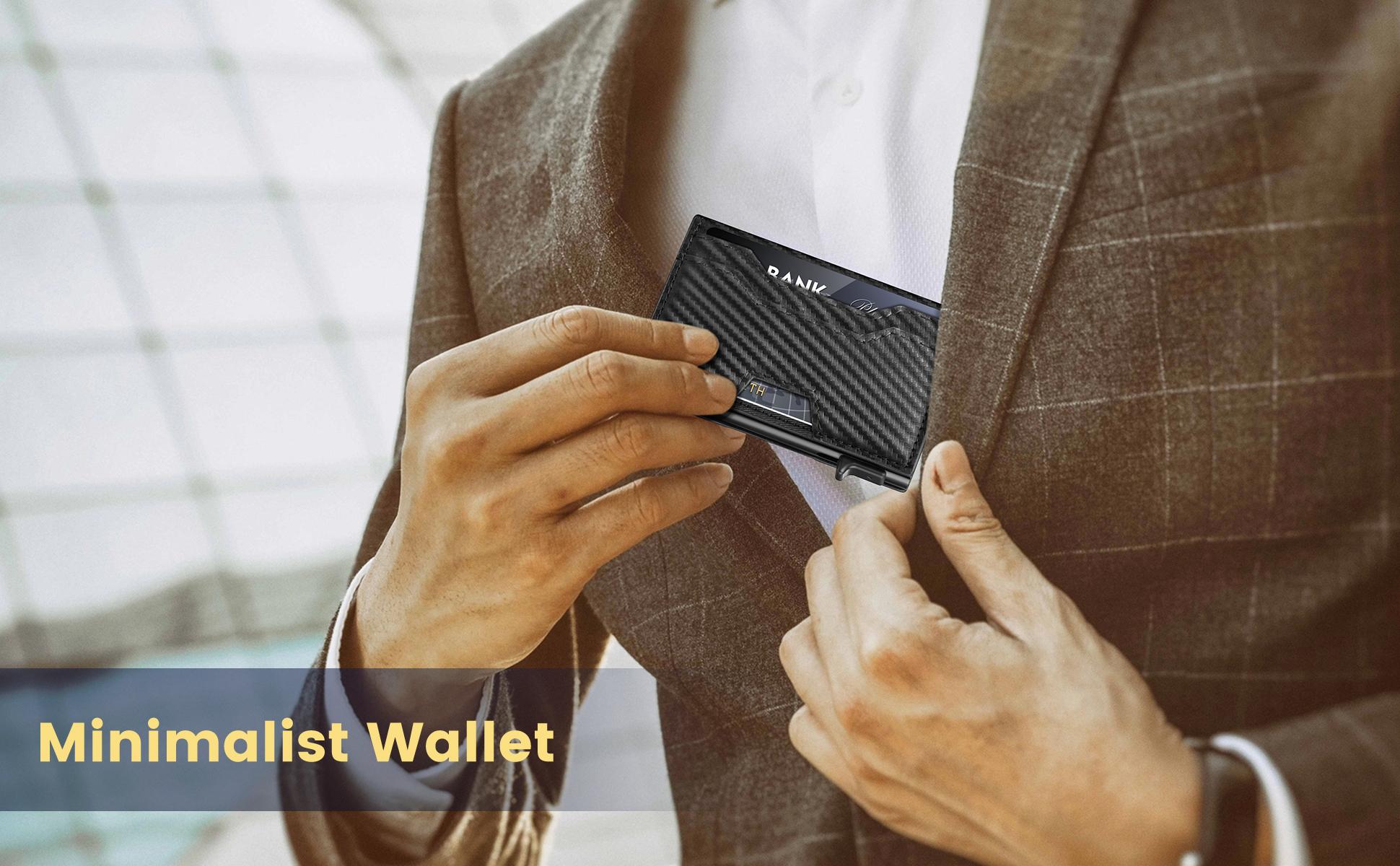Wallet for Men, Mens Wallet Minimalist Slim Wallet, Smart Pop Up Case Wallet with Money Clip RFID Blocking Bifold Wallet
