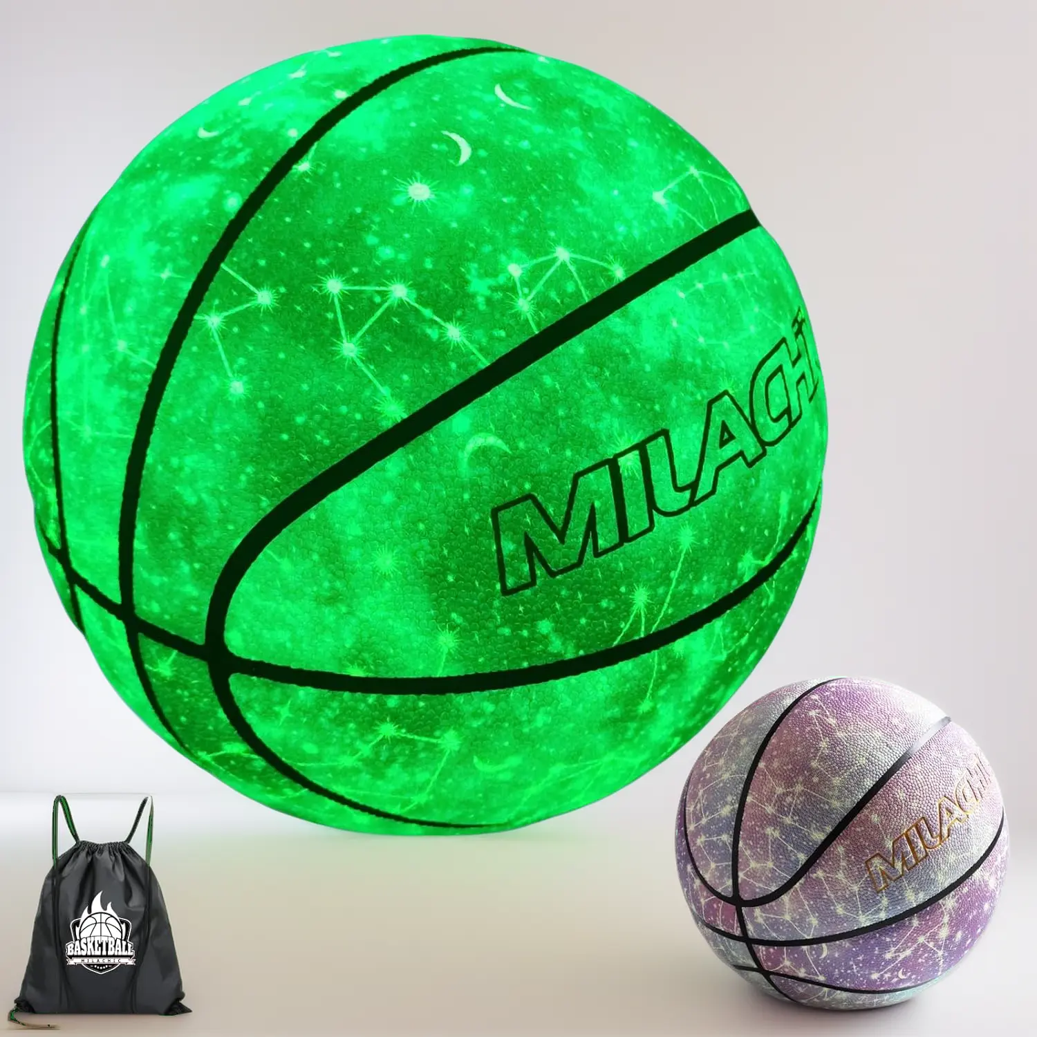 Glow in The Dark Basketball Size 5 6 7 Luminous Light Up Basketball for Night Games Indoor Outdoor LED Glowing Basketball with Pump Youth Adult Gift Training Game Ball