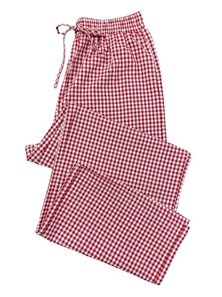 Women's Plaid Wide Leg Pants, Casual Loose Straight Fit, Drawstring Waist, Pockets, Home Sleepwear, Spring & Fall Fashion