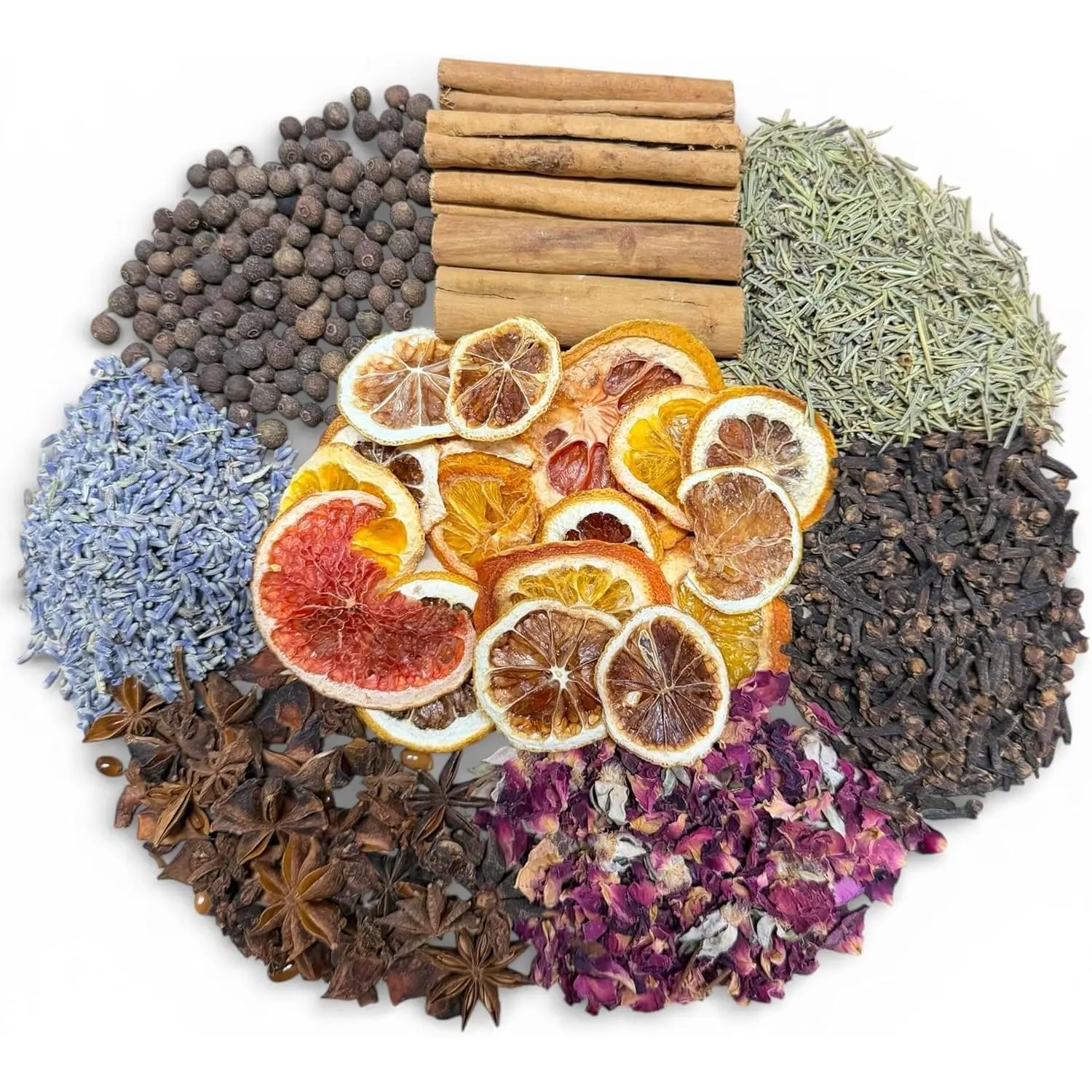 Handcrafted Potpourri Kit (Dried Citrus, Rose Buds, Lavender, Cinnamon, Star Anise, Cloves, Rosemary, All Star Spice) – Simmer, Art, Craft, Decor, Gift, Garnish etc -Mix and Match