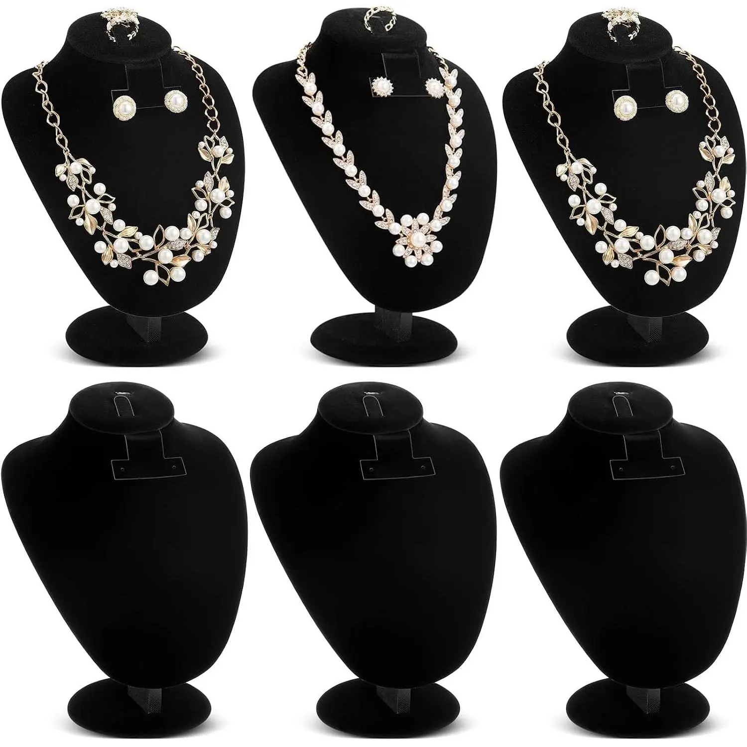 Marsui 6 Pcs Black Velvet Necklace Display Bust Stand Jewelry Mannequin Holder for Vendors, Retail Store Showcase, Trade Shows
