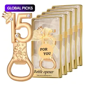 Quinceanera Gifts for Guests, 15th Birthday Decorative Bottle Cap Opener Party Favor, Crown Design, Includes Gift Box