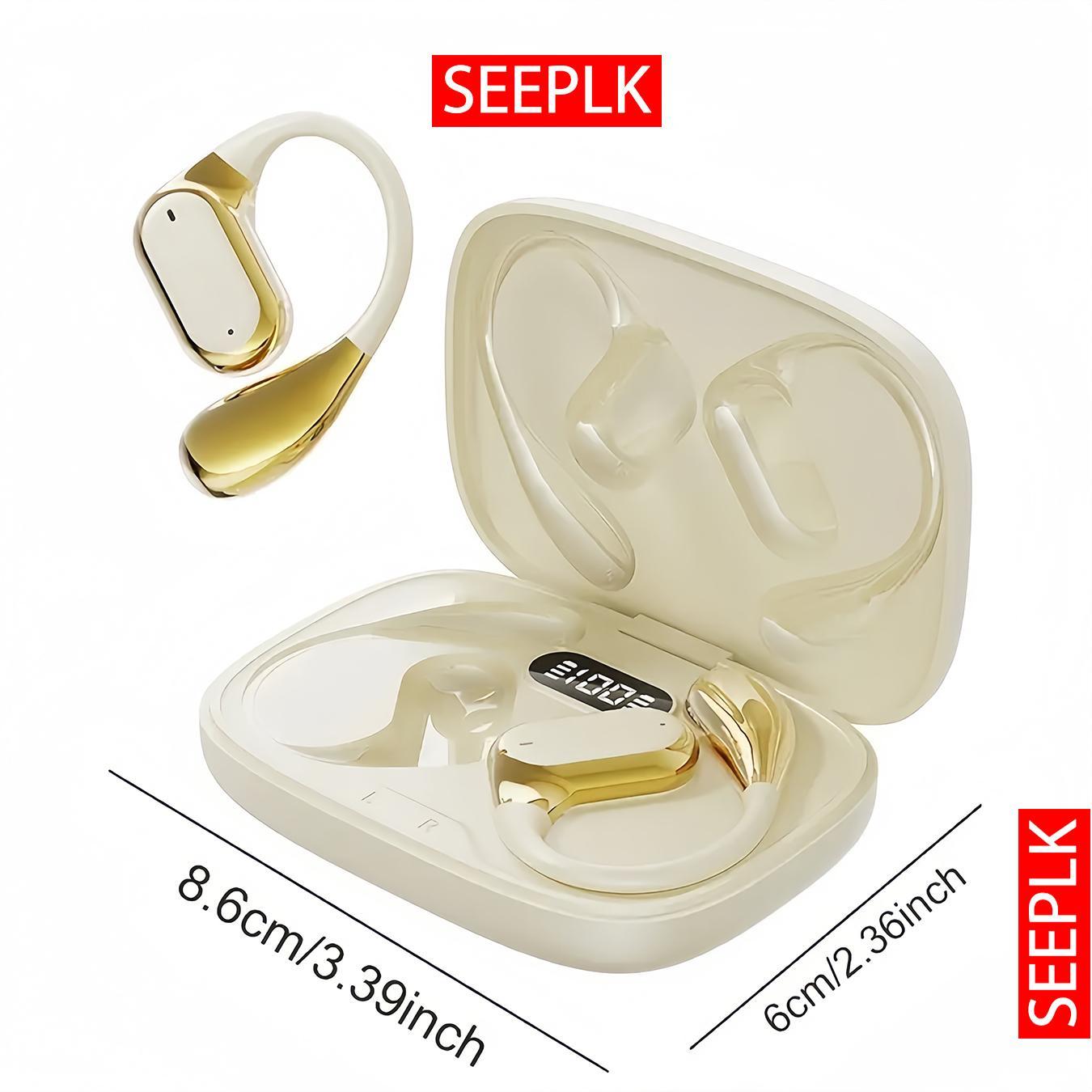 Wireless Ear Hanging Audio Earphone, Touch Volume Control Earphone, Noise Cancelling Headphone with Digital Display Charging Case