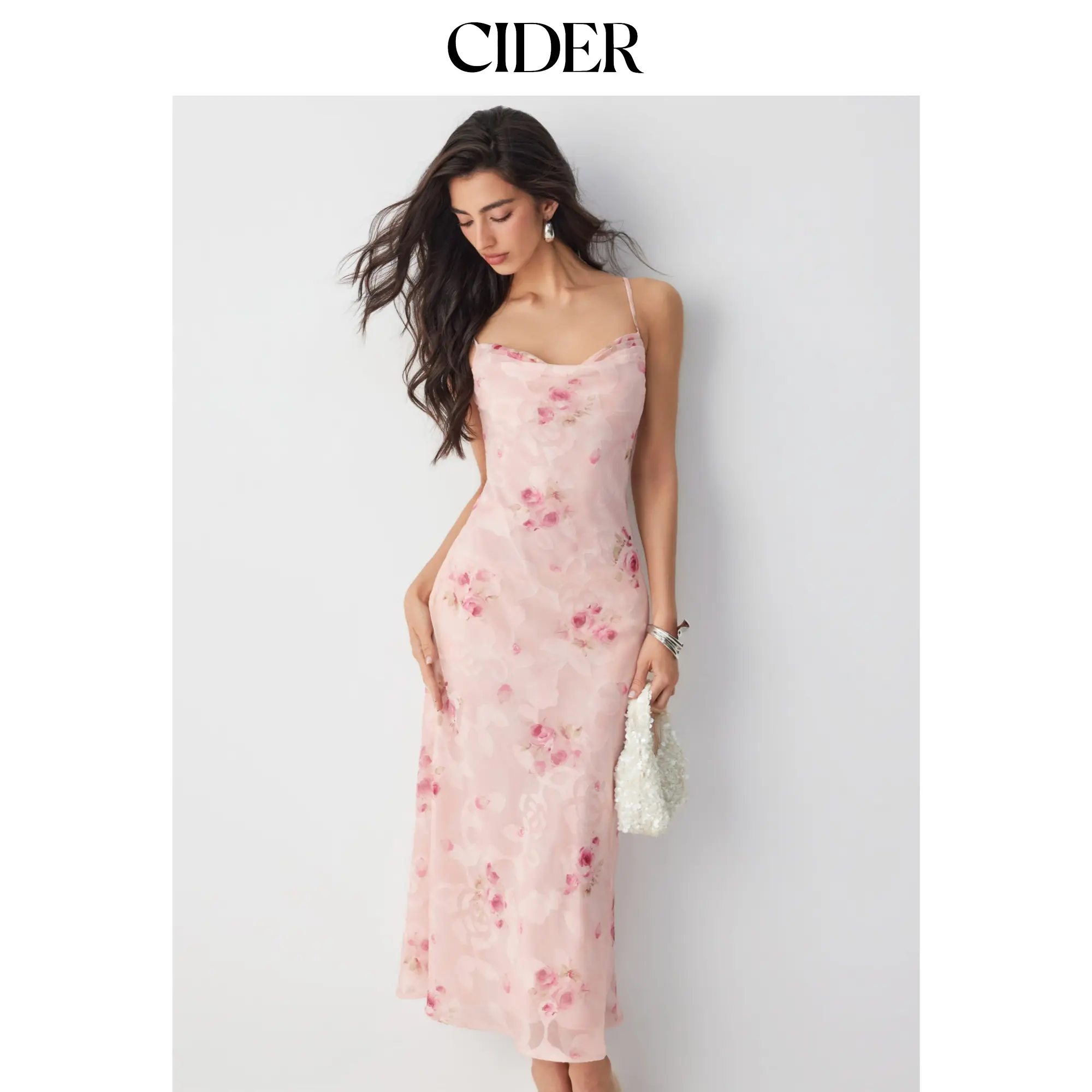 Cider Floral Cowl Neck Lace Up Corset Mermaid Maxi Dress SohoChic
