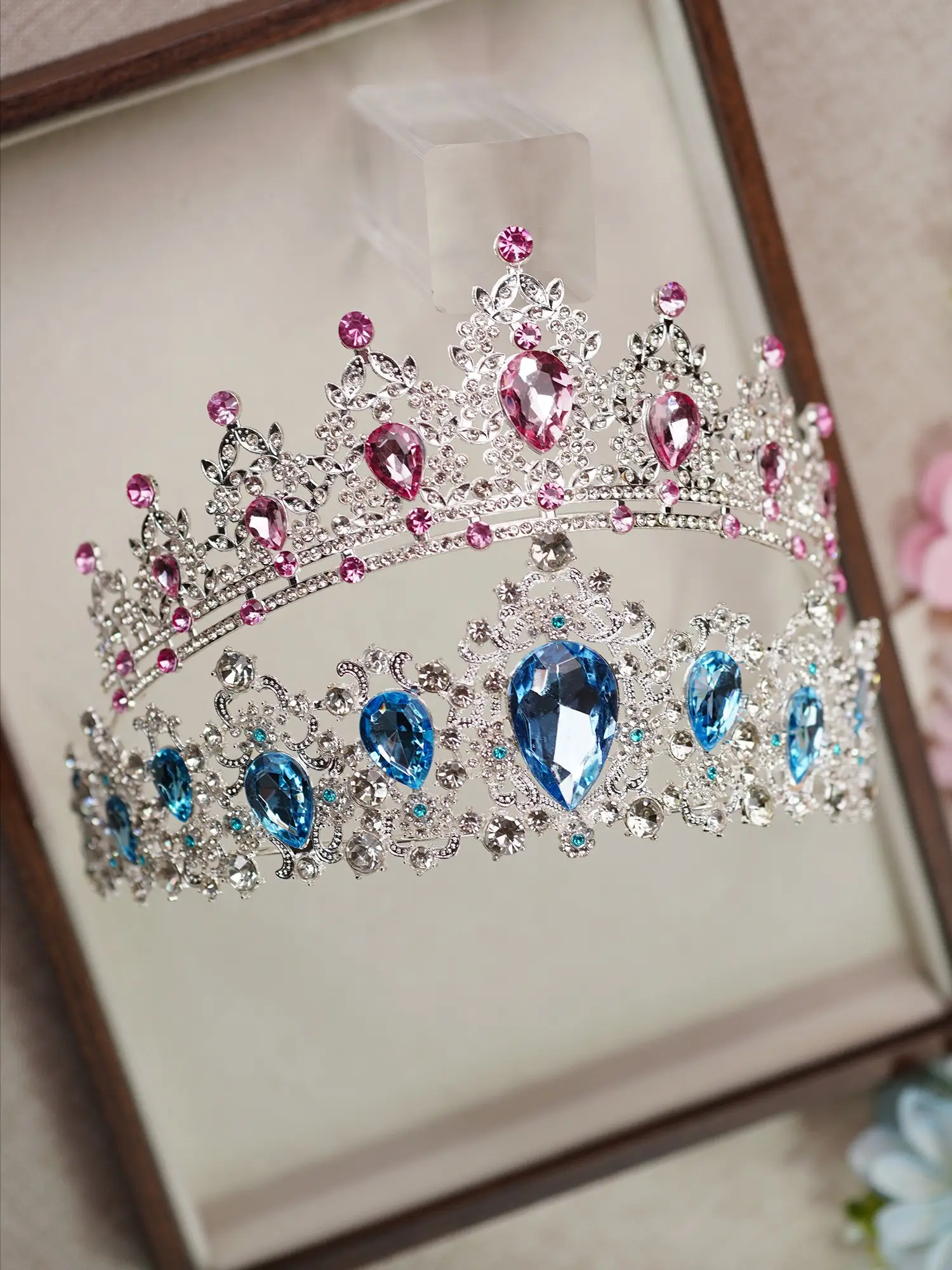 2pcs Silver Color Princess Crown Headpieces, Girls Rhinestone Crown Gift, Wedding Bride Hair Accessory, Birthday Party Dance Decoration