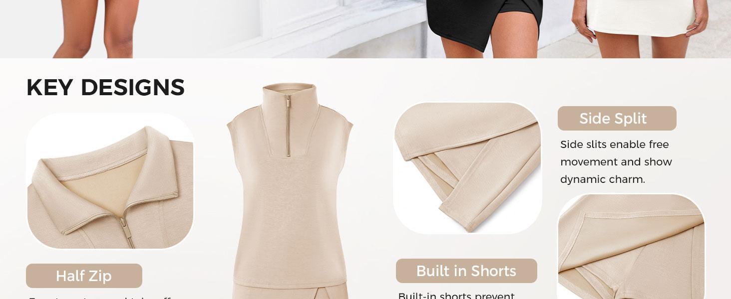 Fashare Womens 2 Piece Skirt Sets Summer Sleeveless Half Zip Sweatshirt Athletic Skorts Tennis Outfits Casual Sweatsuits Fashare Womens 2 Piece Skirt Sets Summer Sleeveless Half Zip Sweatshirt Athletic Skorts Tennis Outfits Casual Sweatsuits