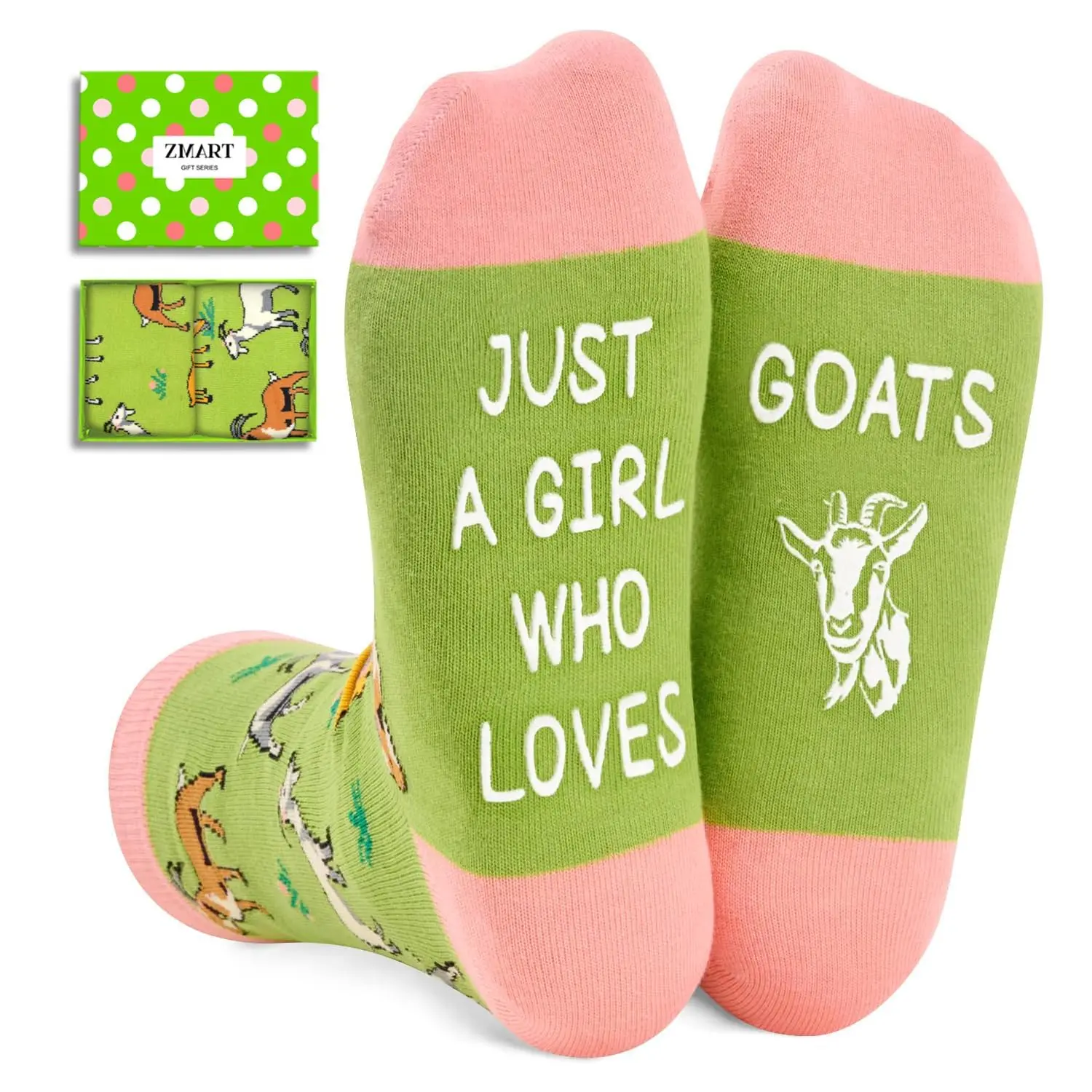 Zmart Crazy Goat Women Sheep Girls Funny Socks with Saying, Novelty Goat Gifts for Goat Lovers