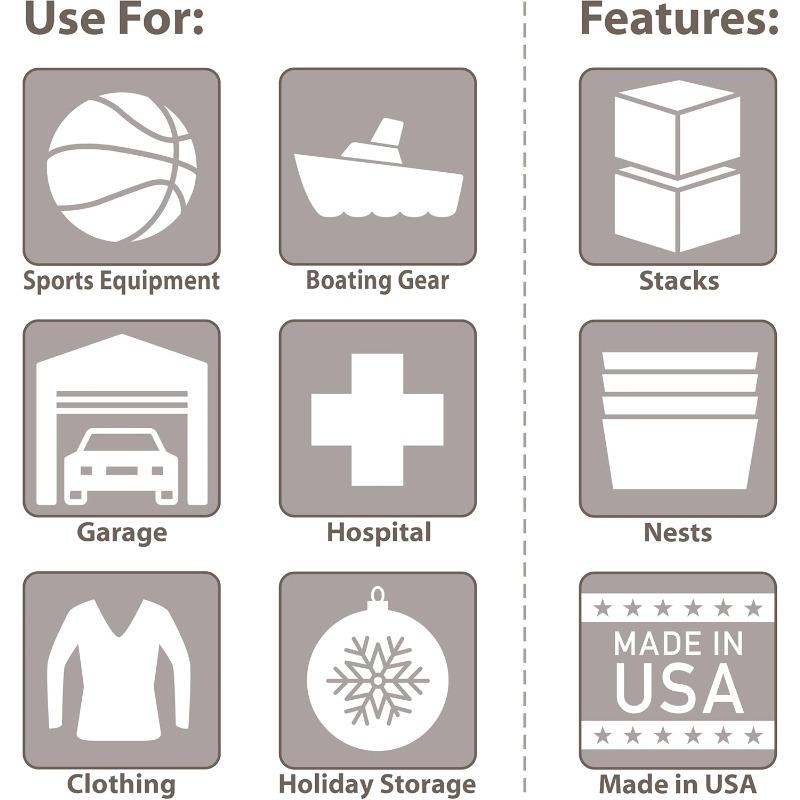 KeepBox 12 Gallon Storage Container Nesting and Stackable Plastic Storage Box with Lid Attached Clear Tote for Garages Closets and Moving 211 2 x 15 x 121 2 Clear Blue