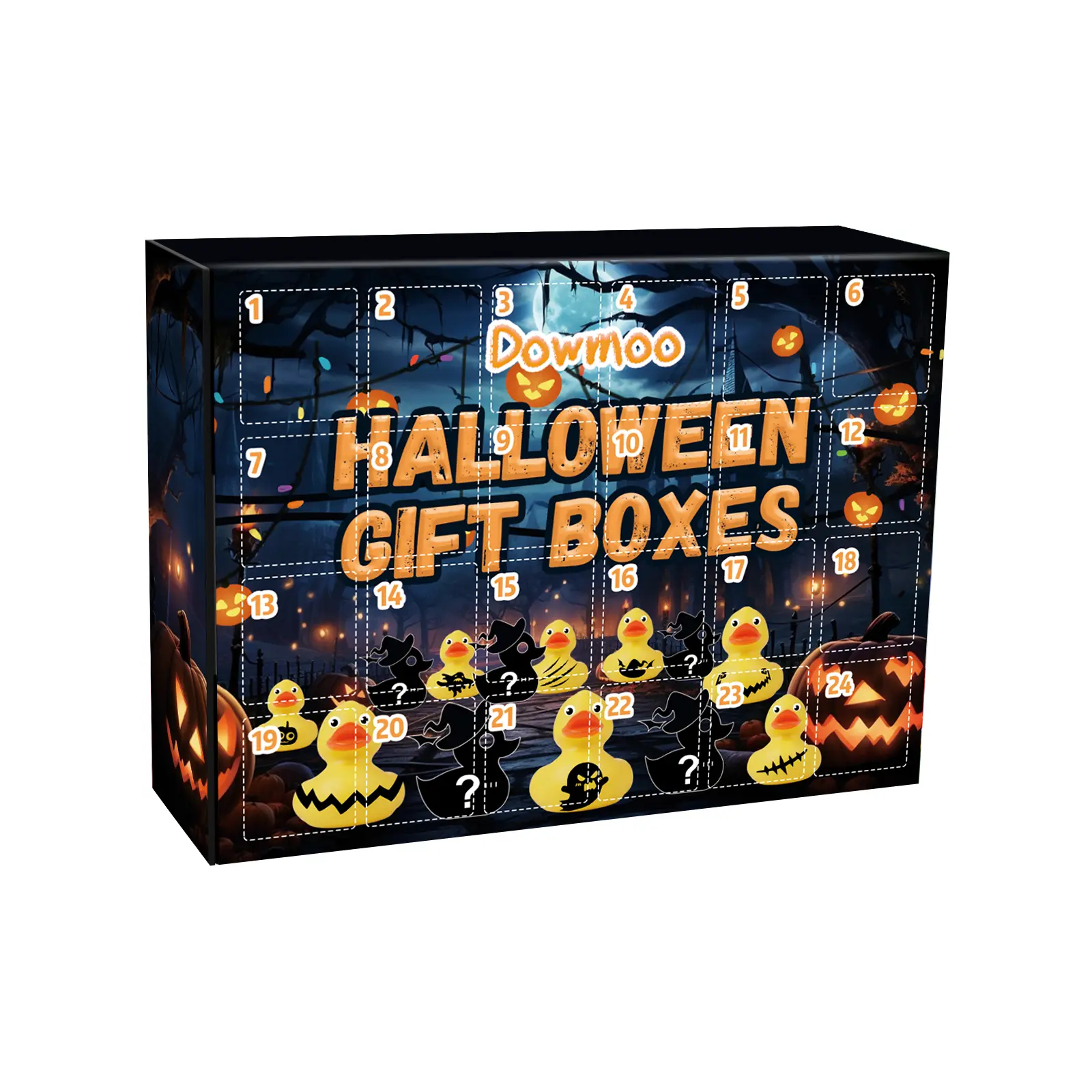 Dowmoo Halloween Rubber Duck Advent Calendar Blind Box, 24-Day Holiday Countdown Ornament, Kids' Party Favor Surprise Toy Gift Set