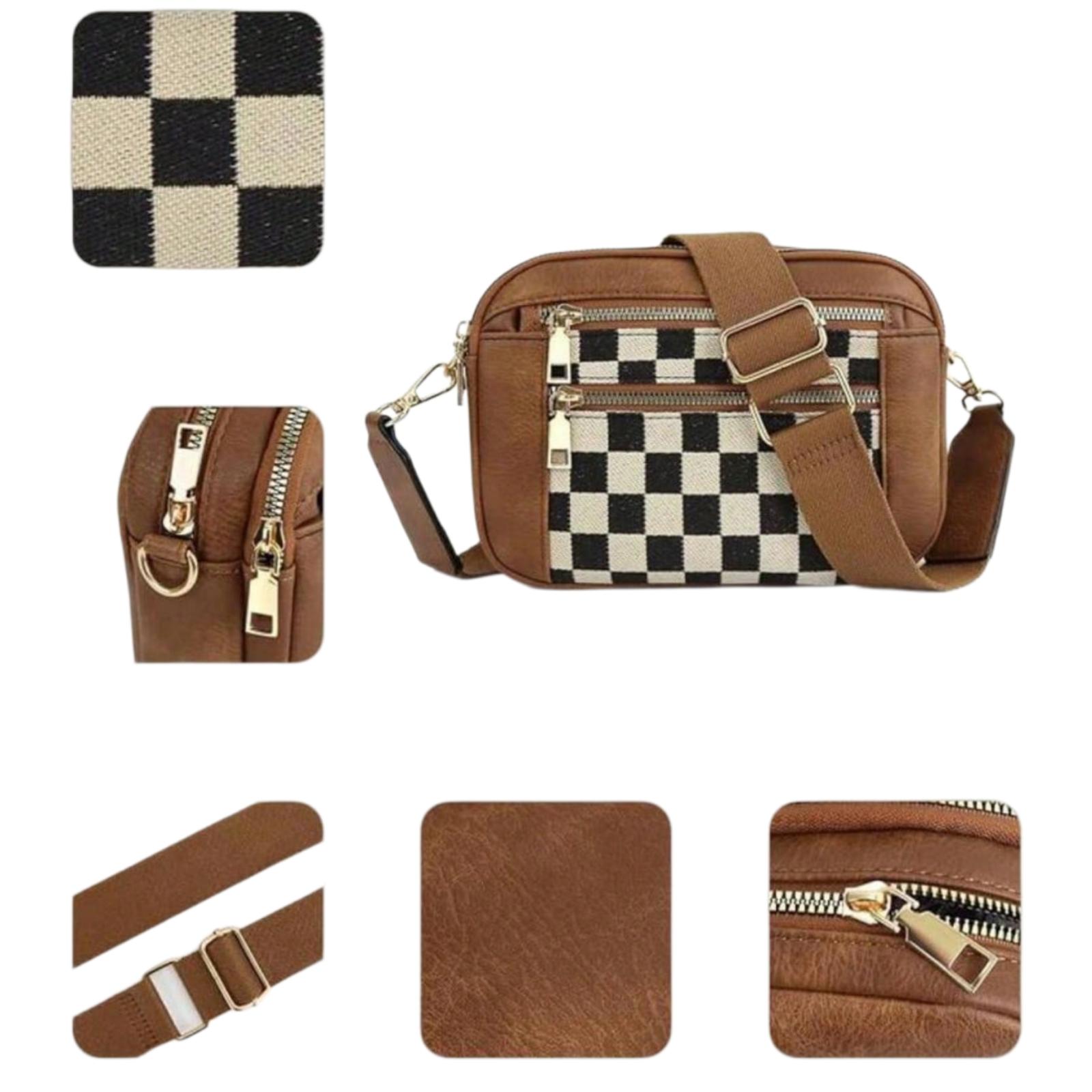 Women's Crossbody Bag, Compact & Fashionable Pure Vegan Leather Adjustable Shoulder Strap, European & American Color Scheme, Multi-Functional Zipper Crossbody Bag, Square Bag, Suitable For Outings, Dates, Shopping And Other Occasions.