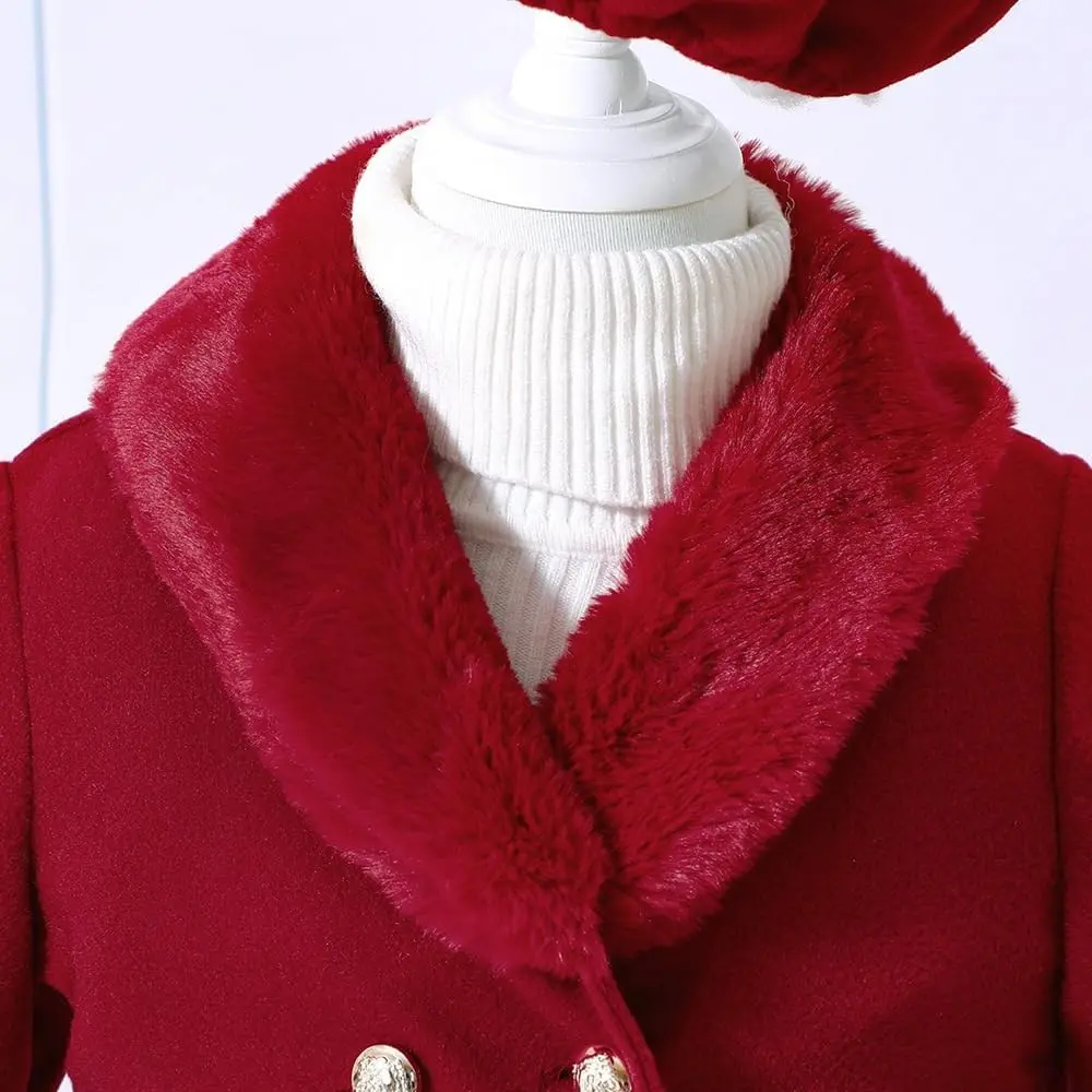 Girls Birthday Outfit Winter Coats & Peacoats-Fur Collar – Toddler Dress Coat for Girls