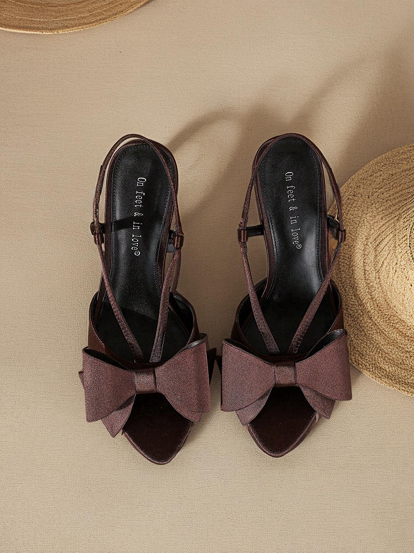 Women's Elegant Bowknot Design High Heel Sandals, Fashionable Sandals for Party, Daily Clothing Decor for Women, Elegant Party Footwear