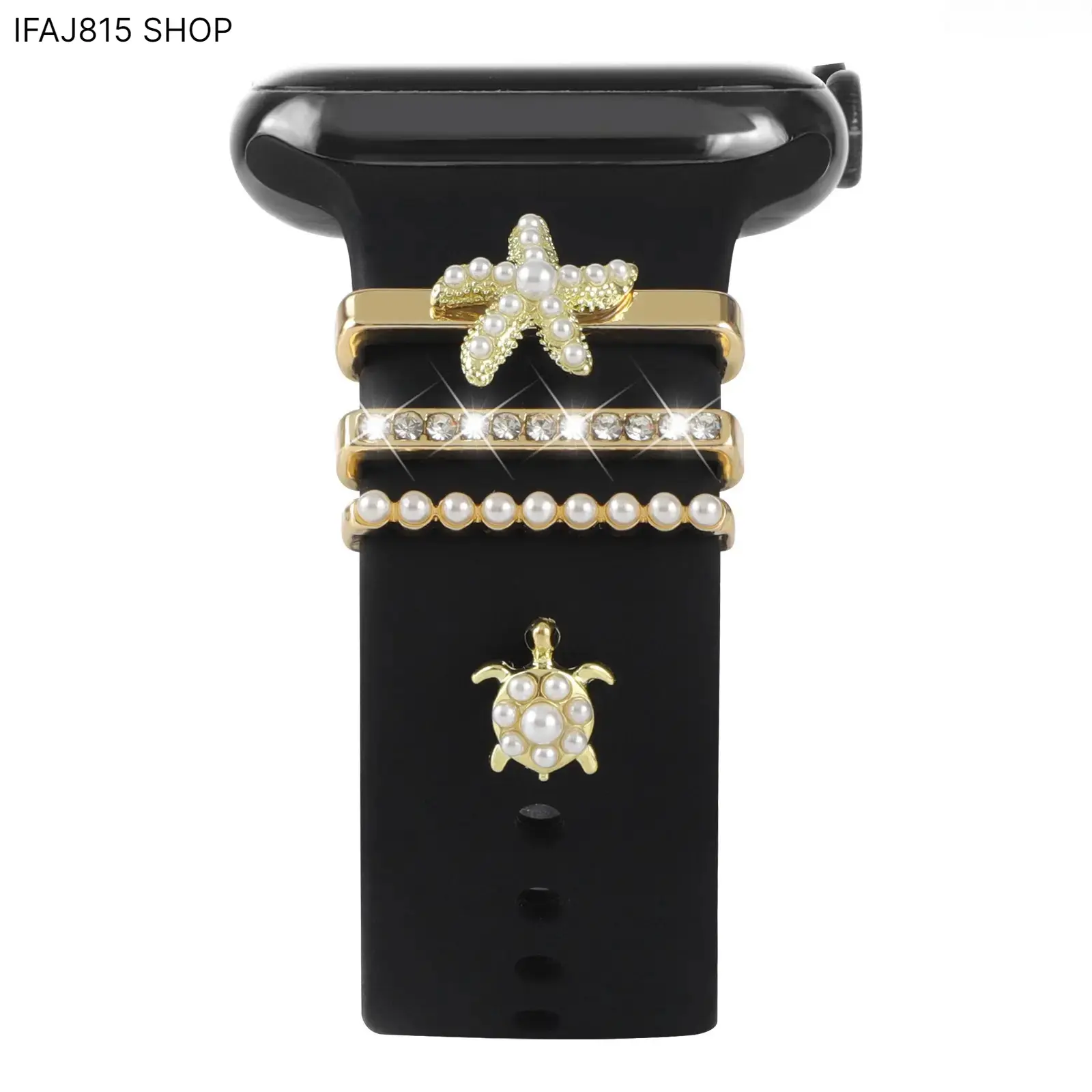 Ocean Theme Watch Band Charms for Women, Starfish Turtle Pearl Watch Strap Accessories, Beach Inspired Smart Watch Decor, Cute Apple Watch Band Charms for Vacation, Summer Outfits and Coastal Style Lovers