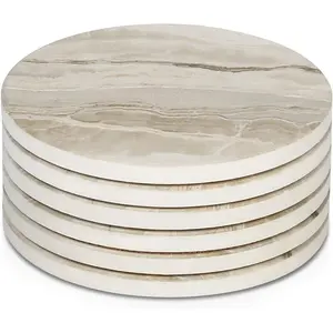 LIFVER Coasters Set of 6, Absorbent Drink Coasters, Marble Style Ceramic Stone Coaster for Drink Tabletop Protection, Modern Coaster Ideal for Home Decor Coffee Table House Warming Gifts