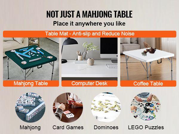VEVOR Mahjong Table Fold-in-Half 4 Player Card Table & Wear-Resistant Tabletop