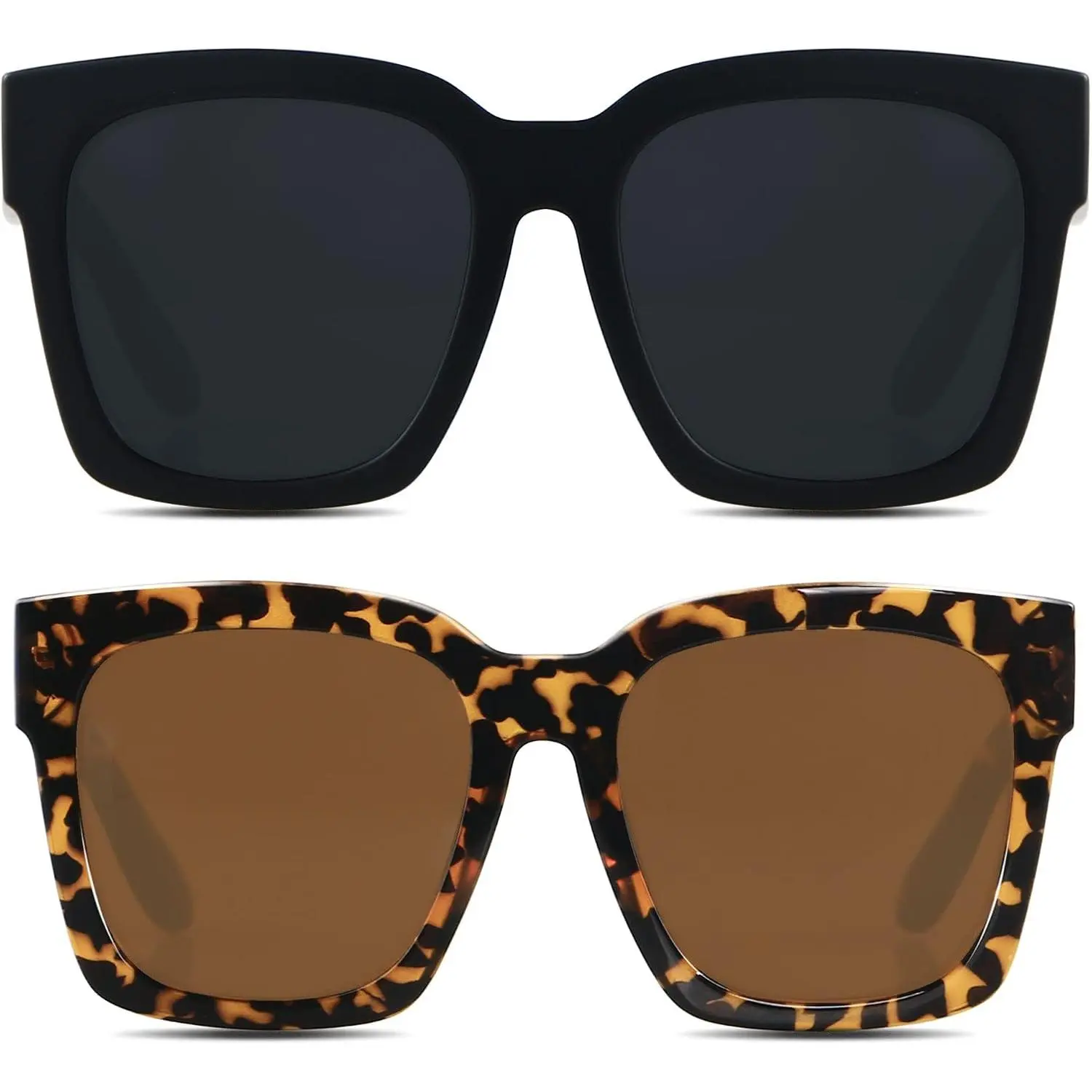 Sunglasses for Women Big Large Square Wide Frame Shades Retro Trendy Fashion UV Protection