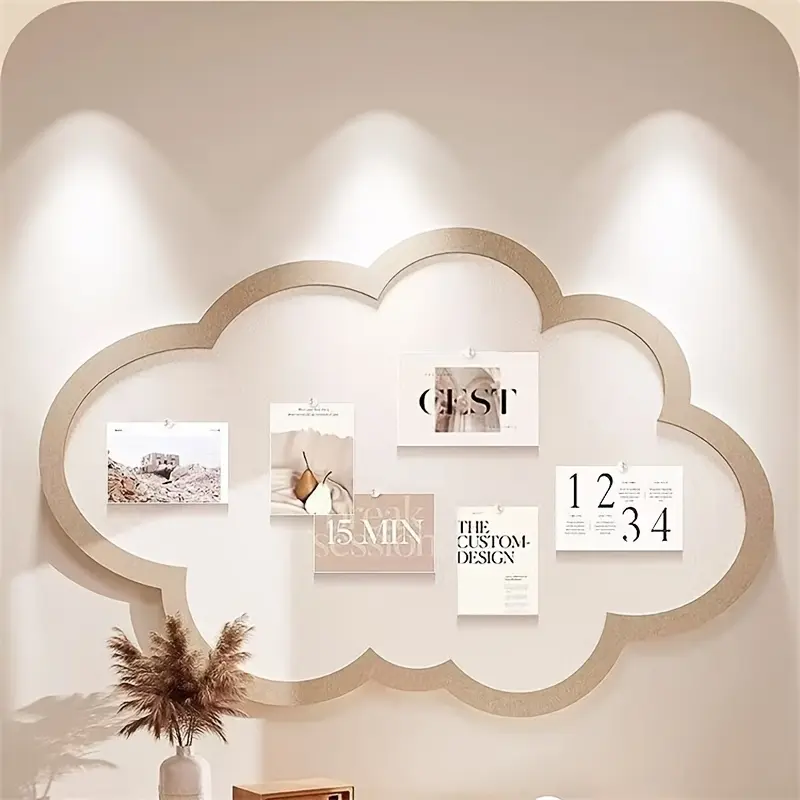 40x60cm Felt Cloud-Shaped Bulletin Board with Adhesive Wall Panels & Suitable for Office Decor, Home Decor, No-Drill Traceless Installation, Tape + Thumbtacks for Photo Message Board, for Family Memos, Display Boards, Gifts