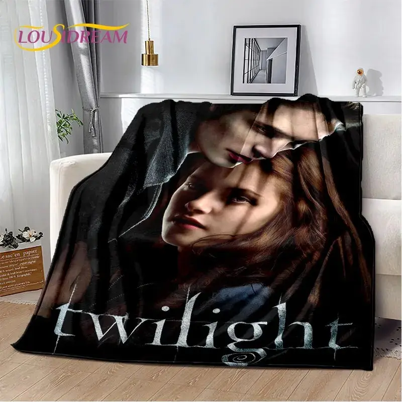 Twilight Edward & Bella Romantic Couple Portrait Flannel Throw Blanket Dark Movie Poster Art Soft Fleece Blanket Twilight Saga Fan Sofa Decor Gift