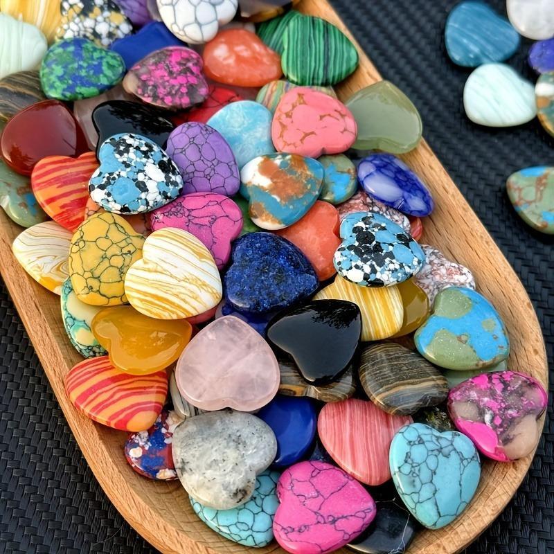Random Color Heart Shaped Stone, 10/20pcs Natural Polished Tumbled Stones, DIY Jewelry Gift, Decorative, Suitable for Seasonal Decoration, Handcrafted, Feather-free