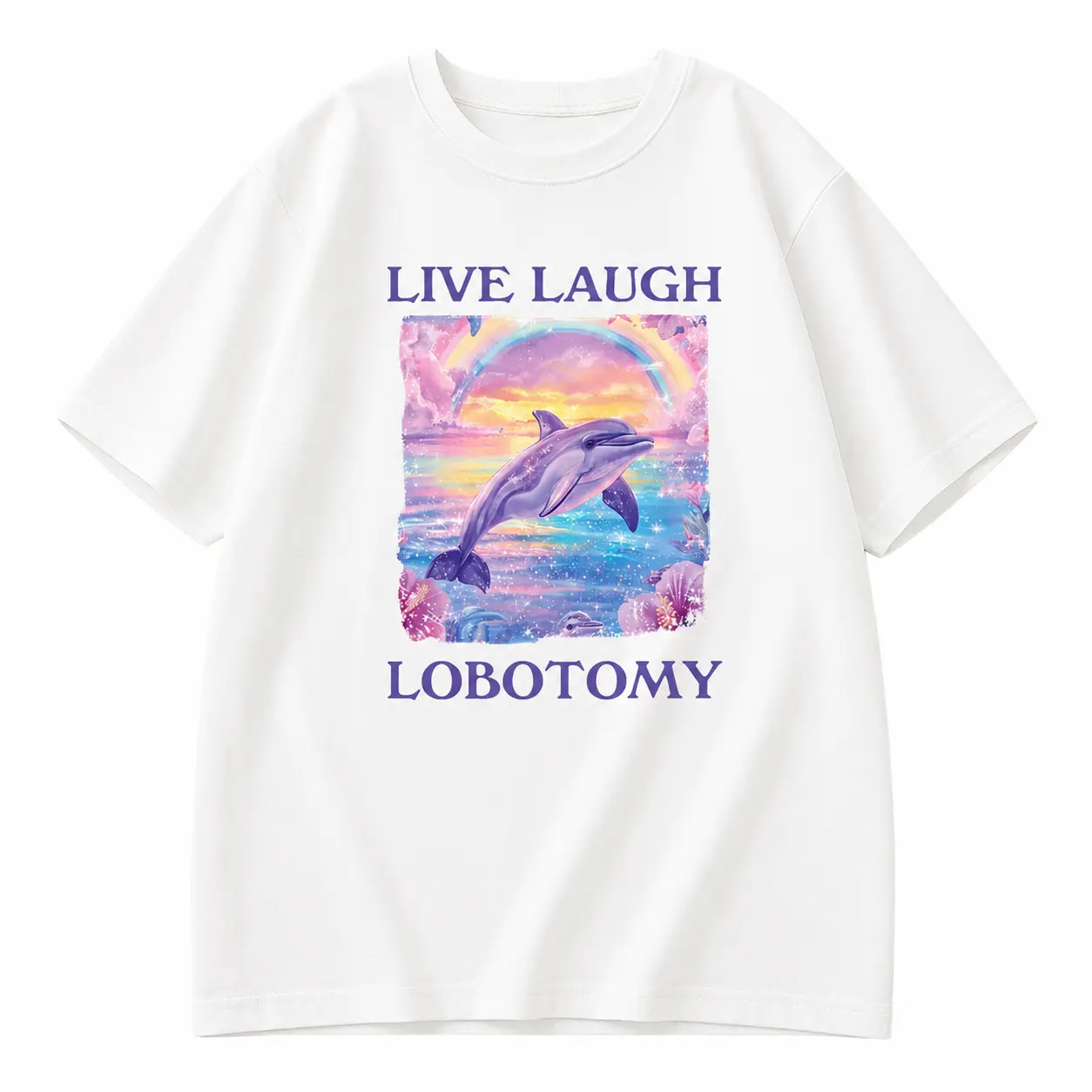 T Shirt Men Funny Dolphin Meme T-shirt Silly Weird Short Sleeve Tshirt Unisex Printed T-shirt Tops