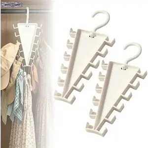 V Shaped Double-Sided Closet Organizer Hanger, 360° Rotatable Space Saving Clothes Hanger Organizer, Multi-Layer Vertical Storage Rack with 12 Hooks for Shirts, Jackets, Pants