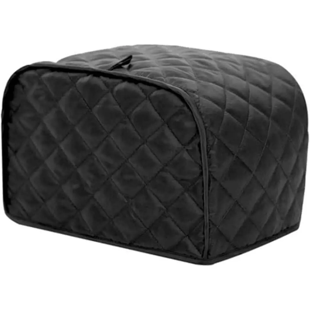 Quilted Polyester 4-Slice Toaster Cover - Dust-Proof Kitchen Appliance Protector, Fingerprint Resistant, BlackGift