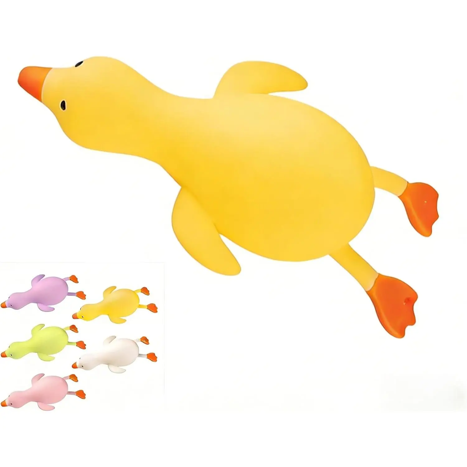 Stretchable Duck Squishies Toy – Soft Stress Relief Squeezable Stress Balls, Cute Fidget for Adults, Portable Anxiety Relief Gift (Orange)