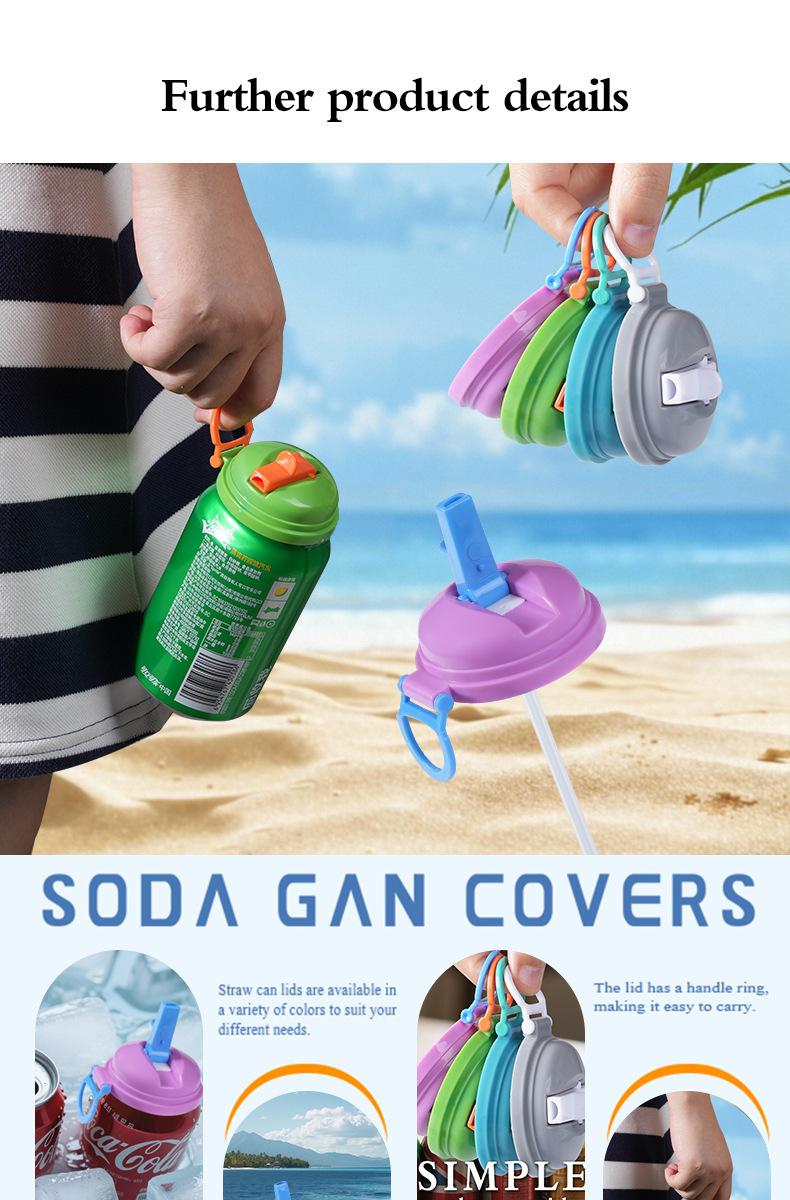 4-Pack Soda Can Lids with Straws, Reusable Silicone Straw Can Lids, Leak-Proof, Easy to Use, Fits Standard Cans, 4 Colors