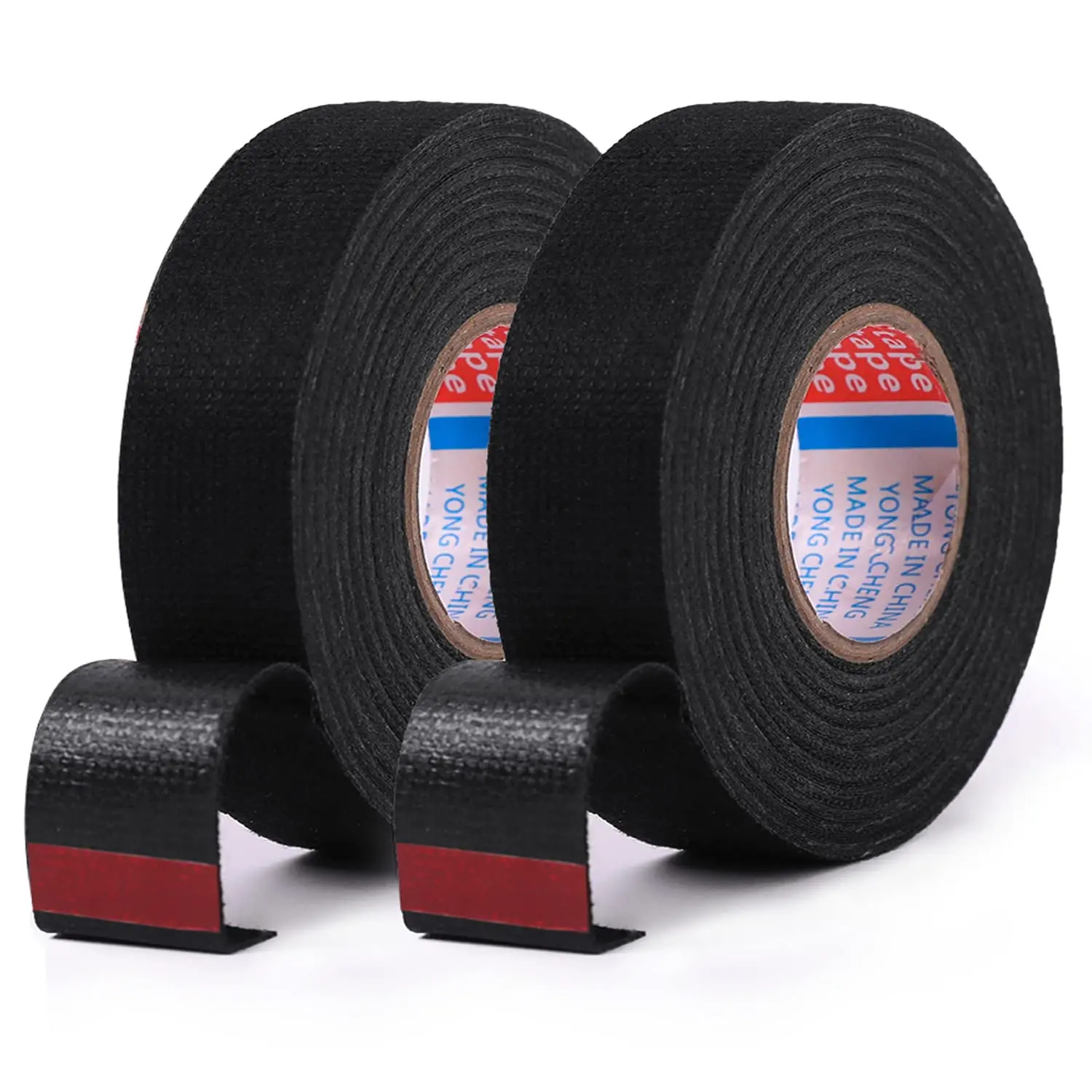 2 Rolls Wire Loom Harness Tape, Speaker Wiring Harness Cloth Tape, Black Adhesive Fabric Tape,  Automobile Electrical Wire harnessing Noise Dampening Heat Proof (15mm X 15m)