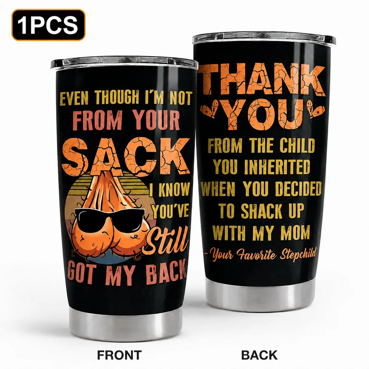 20 oz Step Dad Tumbler with Lid, Stainless Steel Insulated Coffee Cup, Bonus Dad Gift for Father's Day, Christmas, Birthday and Daily Use, Insulated Drinkware