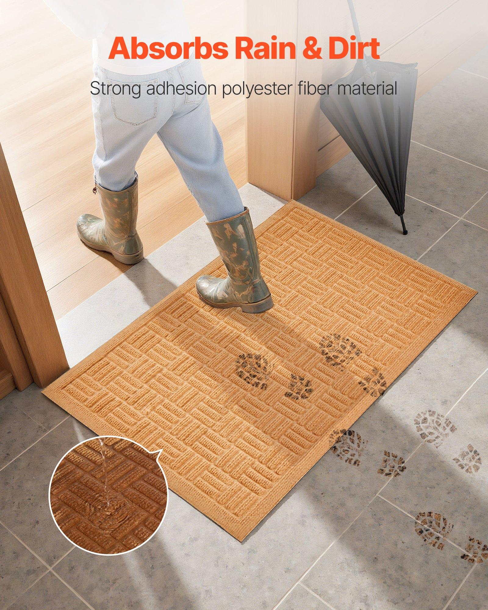 VEVOR Door Mat, 29.53 x 17.72 Inch, Front Door Mat Outside Entrance with Non-slip Rubber Backing, Dirt-Resistant & Absorbent, Easy to Clean, Low-Profile Doormat for for Entryway, Patio, Porch, Beige VEVOR Door Mat, 29.53 x 17.72 Inch, Front Door Mat Outside Entrance with Non-slip Rubber Backing, Dirt-Resistant & Absorbent, Easy to Clean, Low-Profile Doormat for for Entryway, Patio, Porch, Beige