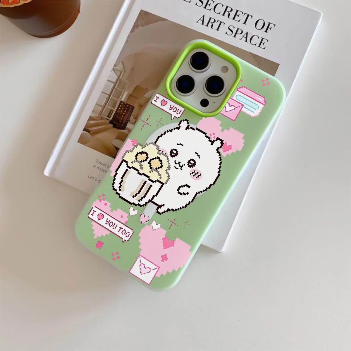 Chiikawa 2-in-1 magnetic phone case, compatible with iPhone and Samsung models.