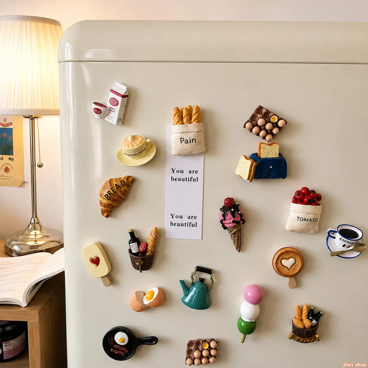 2026 New 18-Pack 3D Realistic Food-Theme Fridge Magnets Set, Cute Bread Pastry Magnetic Stickers with Strong Magnetic Hold, Kitchen Decor Ideas, Creative Message Board Gift for Back to School