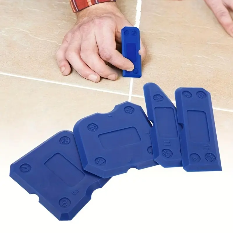 Multifunctional Silicone Sealant Applicator Set, 4-Piece Scraper Kit, Tile Grout Tool, Essential Home Improvement Supplies