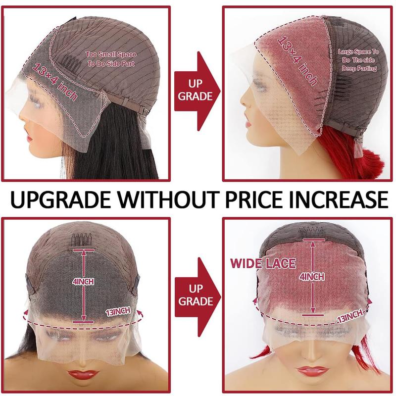 human hair bob 99J Bob Wig Human Hair Wigs 13X4 Straight Lace Front Wigs for Black Women Pre Plucked 180% Density Straight Burgundy Human Hair Short Bob Wig Human Hair (99J Bob Wig 10inch)