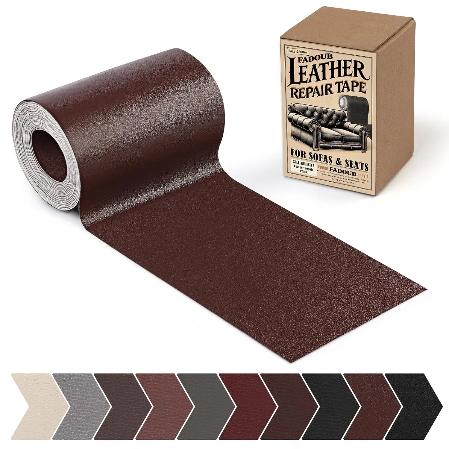 New Leather Repair Patch, Self Adhesive Leather Repair Tape Kit Dark Brown