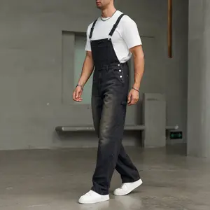 Men's Mud Washed Overalls,Vintage Wide Leg Whiskered Dungarees,Y2K Loose Fit Skater Jumpsuit,american overalls men