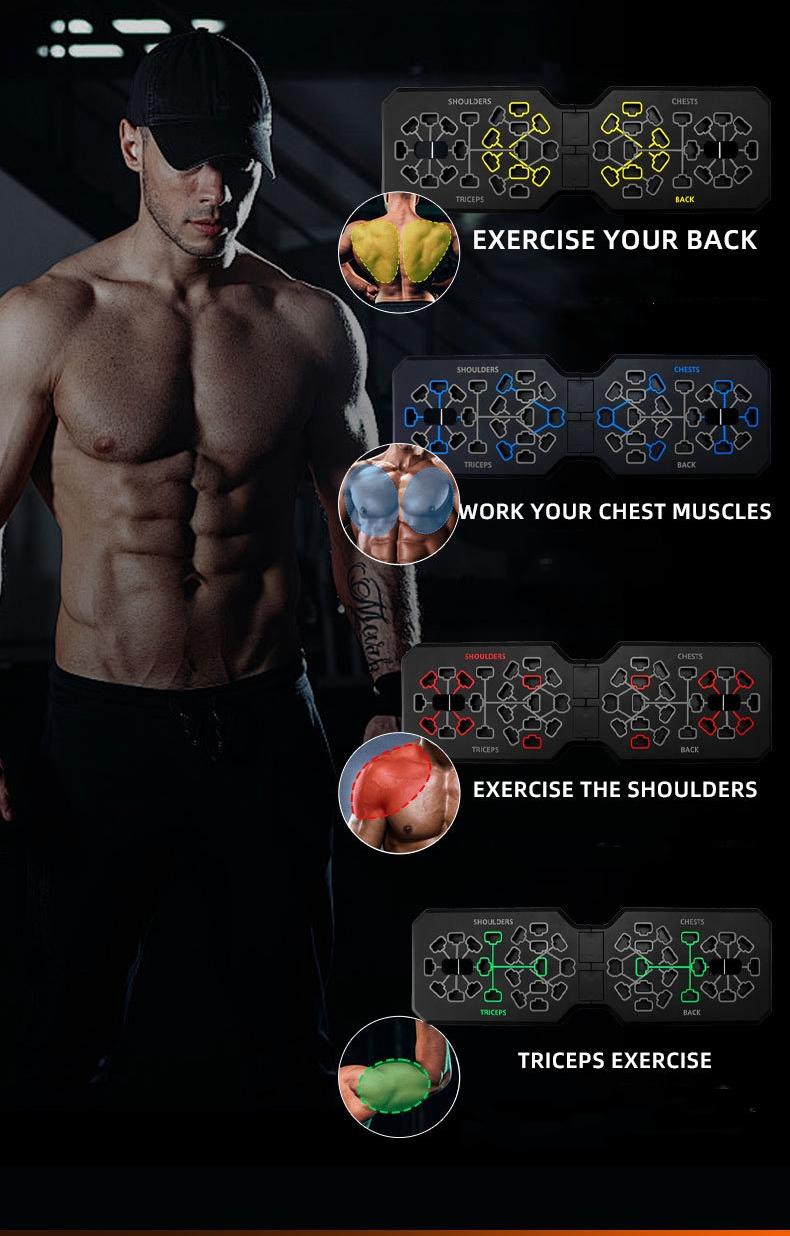 Foldable Push Up Board with Handle Bar and Resistance Rope, Multifunctional Push Up Board, Exercise Gym, Fitness System, Workout Exercise Stand for Men and Women