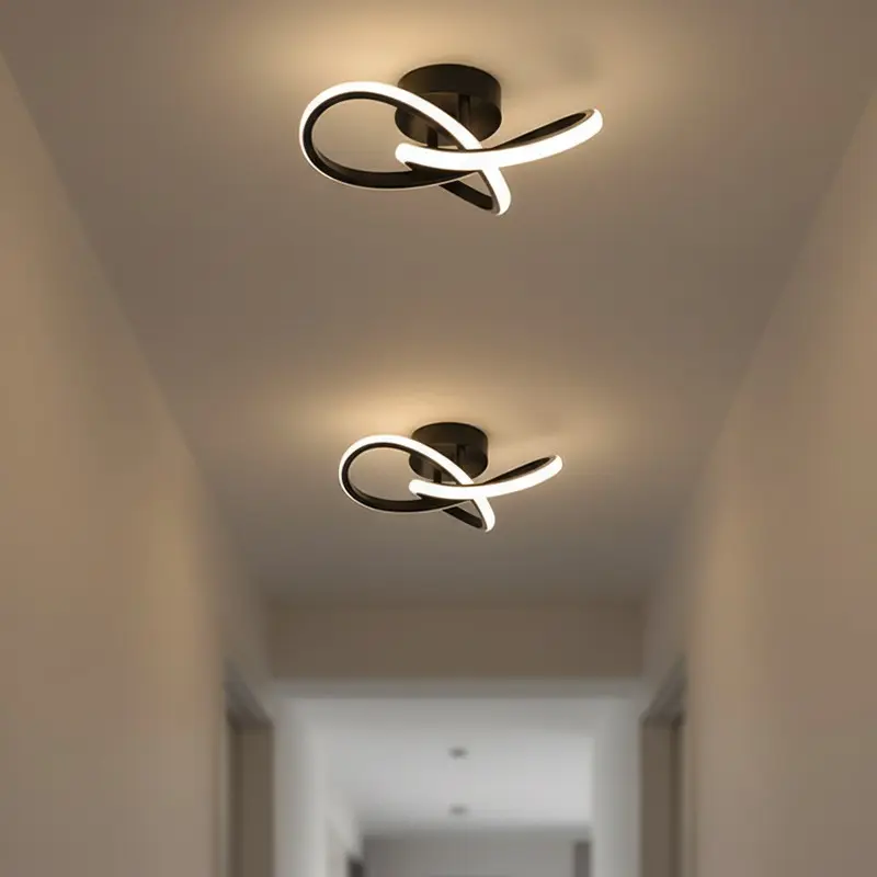 Modern Minimalist LED Ceiling Light, Creative Interwoven Ring Art Design, Three Color Changing Lights, Soft Eye-Friendly, Space-Saving, Versatile Use