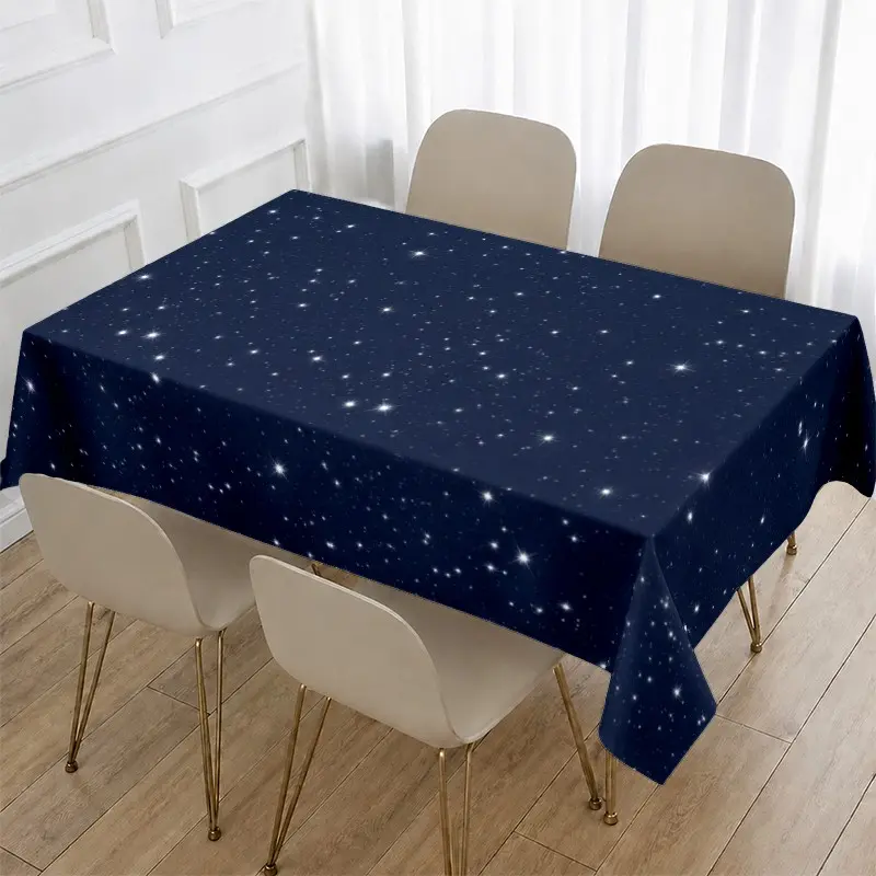 Starry Sky Pattern Tablecloth, Waterproof Heat-Resistant Easy Clean, Kitchen Dining Decor, Dreamy Home Atmosphere, Family Meals Theme Parties