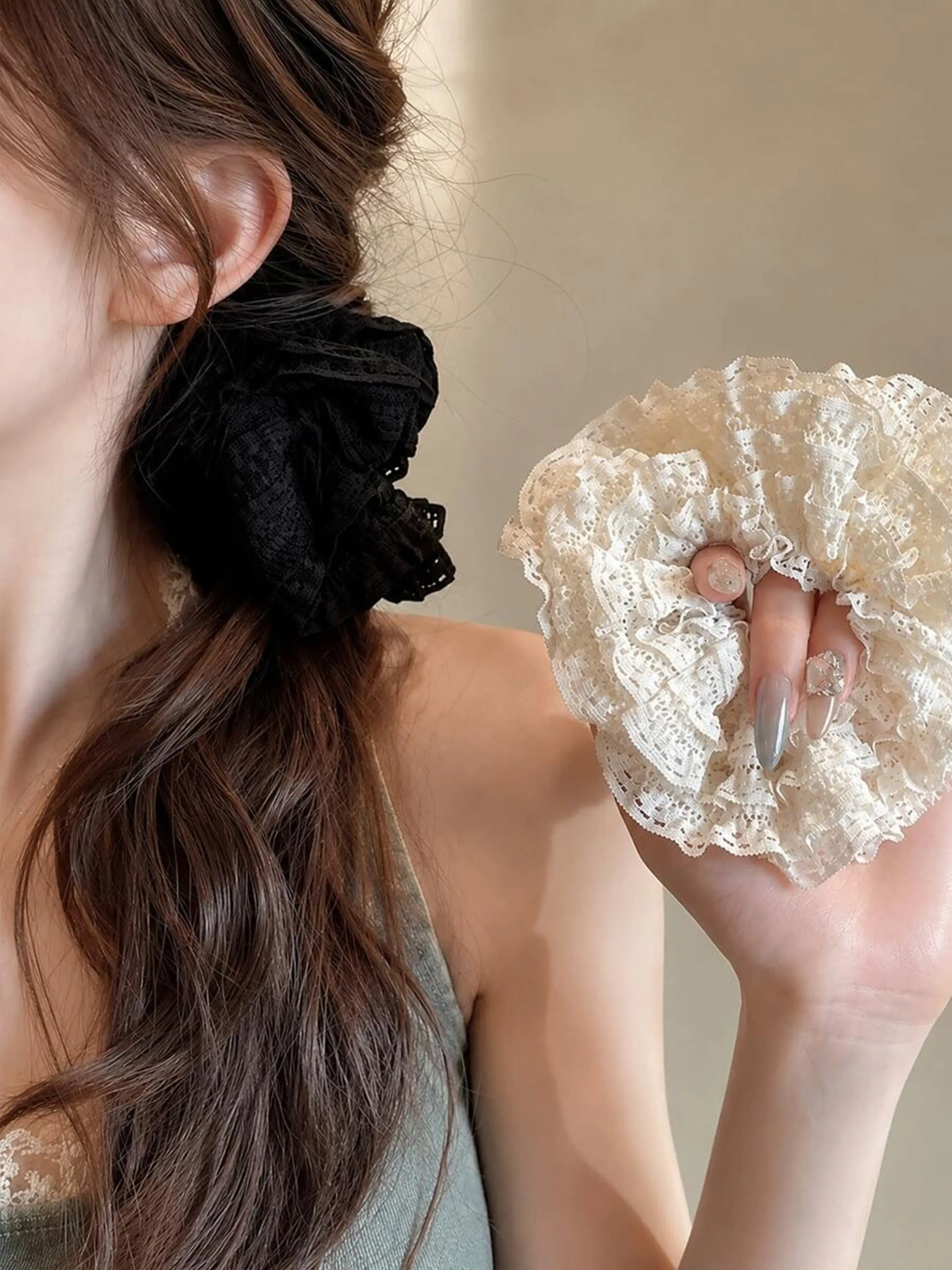 2/1 piece lace large hairband, featuring soft elasticity and a vintage French pastoral style, ideal for ladies' daily long hair styling, picnics, and dating outfits