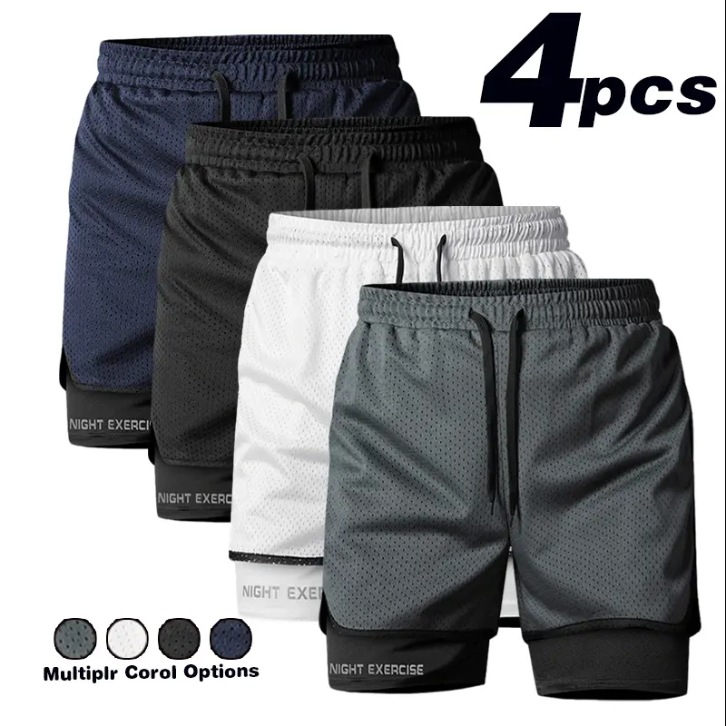 2026 Summer New Quick drying Double layer Wear resistant Mesh Sports Running and Fitness Shorts