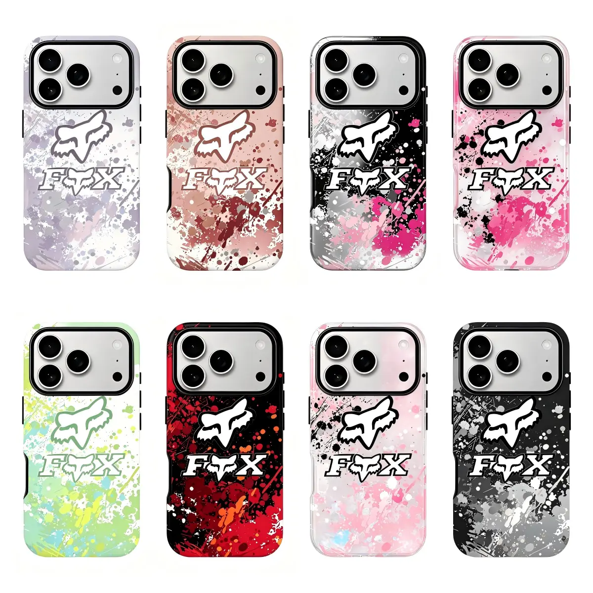 FOX Racing Paint Splash Phone Case Compatible with iPhone 11–17 Pro Max/Plus Series and Samsung Galaxy S23–S25 Series