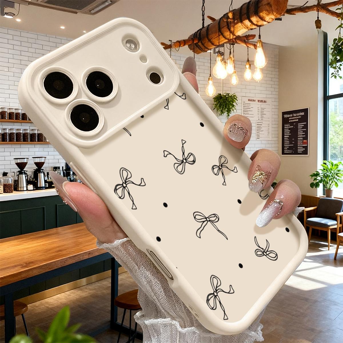 Cute Bow Pattern Minimalist Design Case for iPhone 17 16 15 14 Pro Max 13 12 11 XR XS Plus Air Slim Shockproof Anti Drop Lightweight TPU Cover