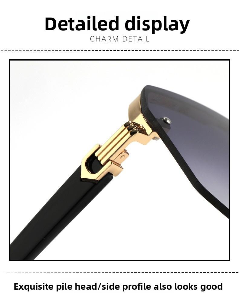 Large-face slimming high-end half-frame sunglasses for men, UV protection, new model for driving