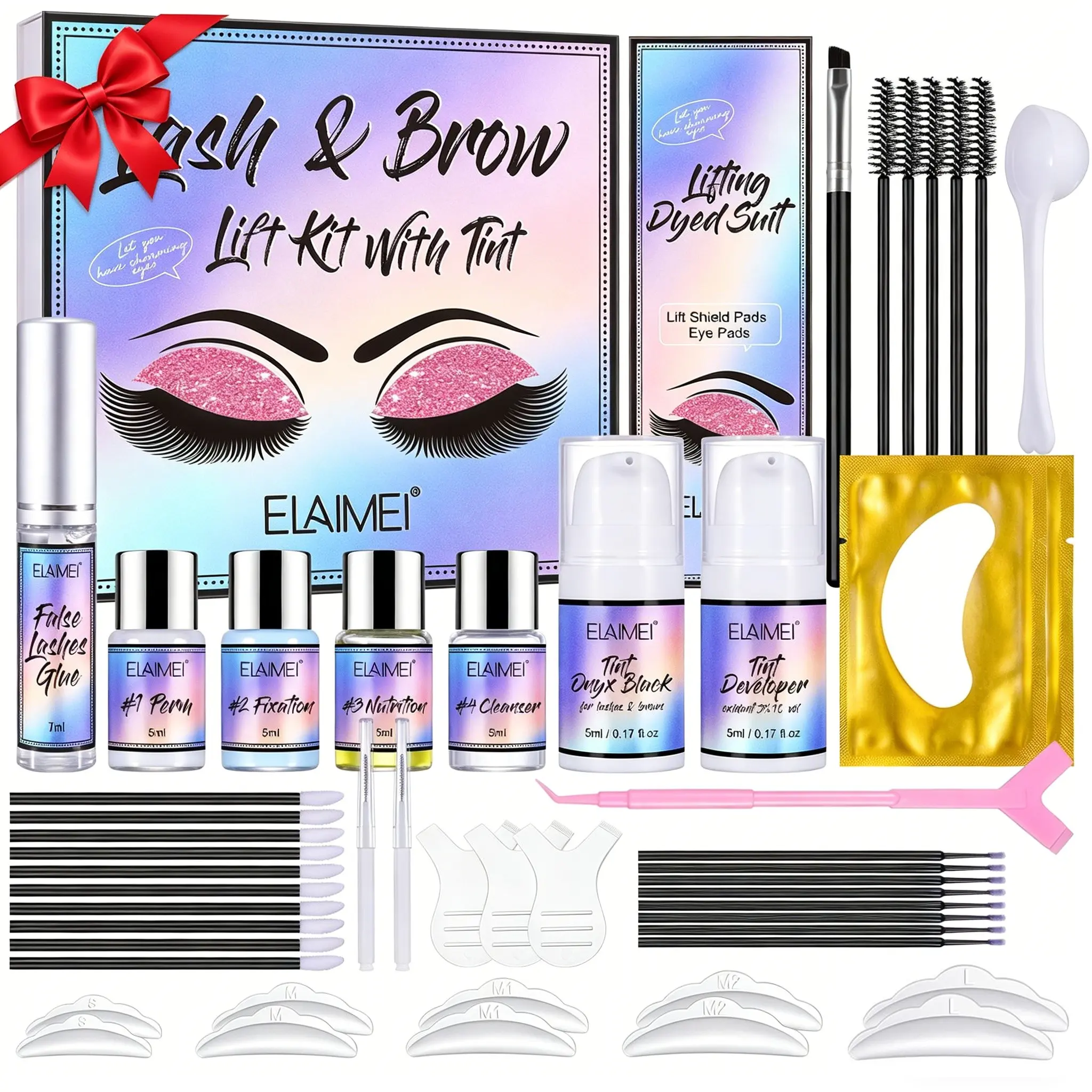 ELAIMEI Eyelash Curling, Perming, and Tinting Kit: A complete DIY home use set that gives you long-lasting curled lashes. Achieve the “sunflower lash” look right at home—even beginners can get great results with ease.