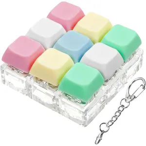 9-in-1 Keyboard Fidget Toy Keychain Stress Relief Decompression Button Finger Clicker Toys for Adults Kids (5 Colors)fidget toys